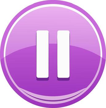 Modern Glossy Purple Pause Button Media Player Control Icon vector