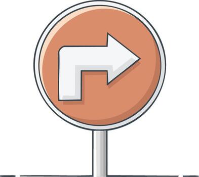 Traffic sign with a white arrow indicating a right turn or direction change on a pole vector