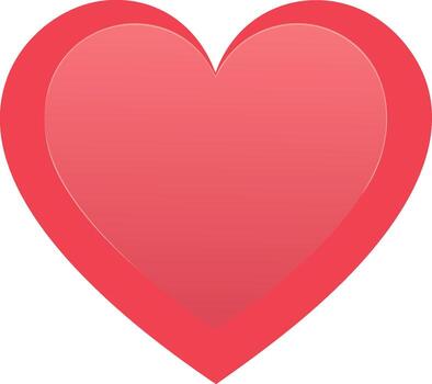 Red heart shaped icon with inner shadow design, symbol of love and affection. vector