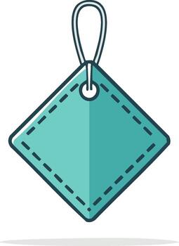 Turquoise Diamond Shaped Hang Tag with Loop and Stitched Border Design vector