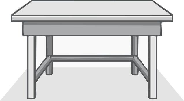 Minimalist gray rectangular table furniture illustration with shadow clean design vector