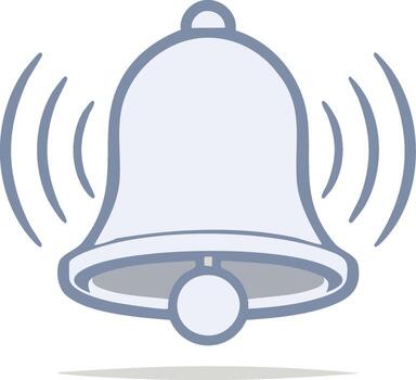Stylized ringing bell icon representing a digital notification, alert, reminder, or important message symbol. vector