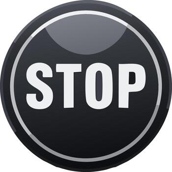 negro lustroso detener botón ui elemento indicando mando o detener vector