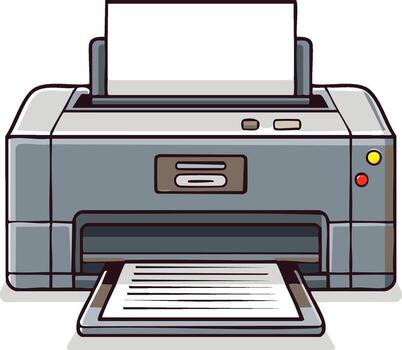 Modern gray office printer with paper feed and output tray vector