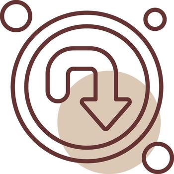 U turn Navigation Line Circle Icon vector