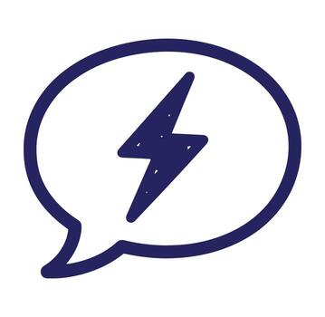 Conceptual illustration of an idea or concept represented by a lightning bolt icon in a speech bubble. vector