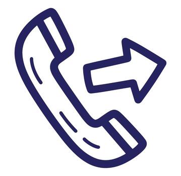 Incoming call concept icon depicting phone receiver with arrow symbol in simplified style vector