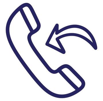 Phone call return arrow symbol representing missed calls and callback functionality vector