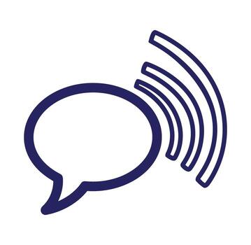 Simple speech bubble icon with broadcast waves representing communication and dialogue vector