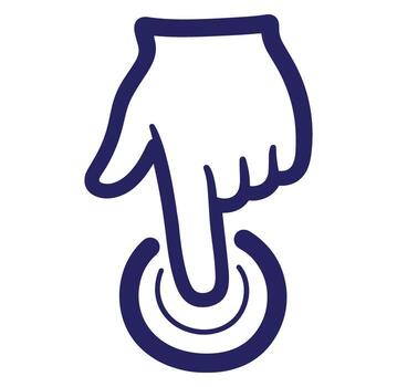 Hand pressing down button concept indicating selection activation or on off switch vector