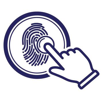 Fingerprint scanning and biometric authentication icon representing security and access control vector