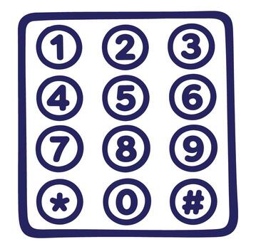 Simple illustration of telephone keypad with digits zero to nine in a minimalist style vector