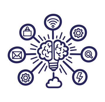 Innovative technology and brain network connected in modern digital communication concept vector