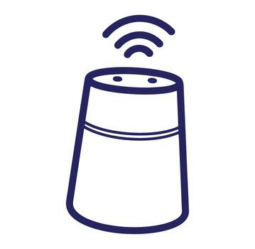 Simple illustration of a smart speaker with wi-fi signal for digital communication vector