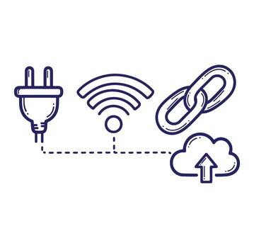 Connectivity concept illustration featuring plug wifi cloud link chain connection and data upload vector