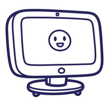 Cartoon computer monitor with smiling face illustrating technology and communication vector