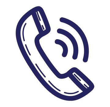 Stylized handdrawn phone icon with call signal representing communication and support vector