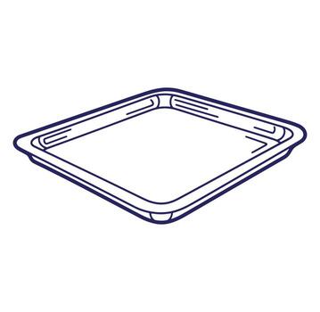 ilustración de un vacío rectangular bandeja o envase con azul contorno vector