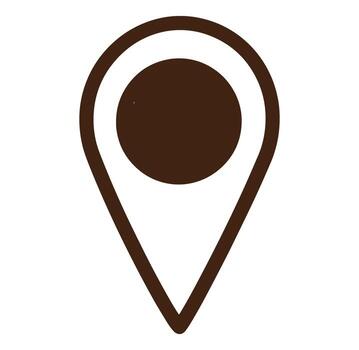 Brown location icon with a simple minimalist style used for mapping and directions vector