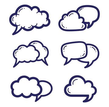 colección de mano dibujado habla burbujas con nube formas para comunicación y mensajería vector