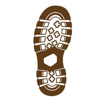 Brown boot sole print depicting the footprint of a rugged hiking or work boot vector
