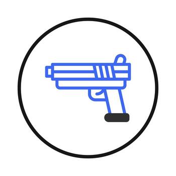 A stylized gun icon displayed inside a black circle perfect for various design and web use cases vector