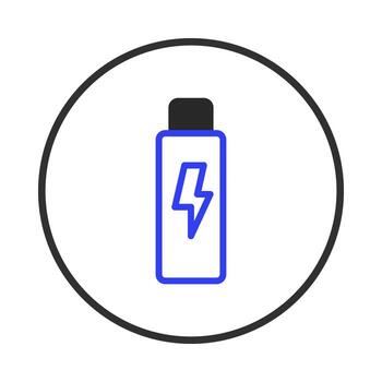 A symbolic energy storage device with a lightning bolt icon encased in a simple circular design vector