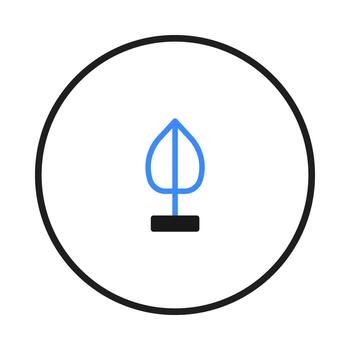 Abstract botanical symbol presenting conceptual growth and simplicity within a circular frame vector