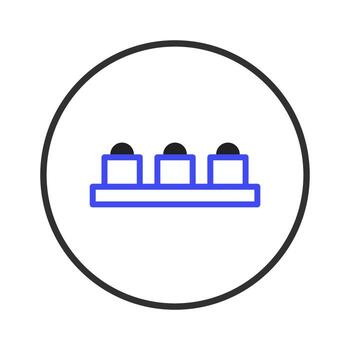 Abstract design with blue rectangles and black semi-circles in a circular frame on white ground vector