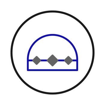 Abstract geometric emblem with blue arch line and gray diamond shape within circle border concept vector