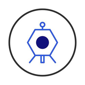 resumen geométrico icono diseño presentando un azul hexágono y circulo dentro un marco para creativo vector