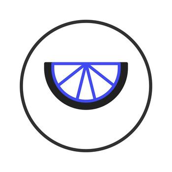 Abstract halved fruit segment in a modern circular emblem design with vibrant coloration vector