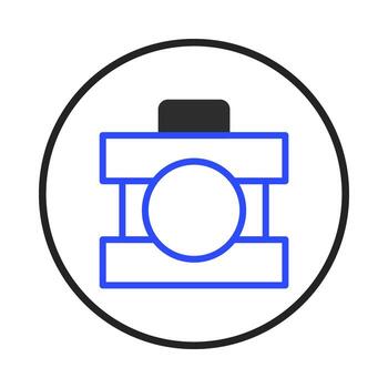 Abstract icon symbol representing concept of machinery with geometric shapes and a minimalist vector