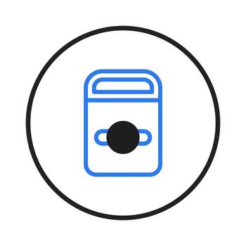 Conceptual illustration of a modern stylized canister icon set within a circular frame showcasing vector