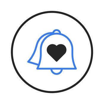 Conceptual notification bell icon adorned with heart symbol expressing care and attention on vector