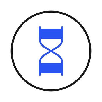 Conceptual time illustration displaying a symbolic hourglass within a circular frame evoking vector