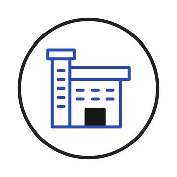 Depicting abstract building construction with a simple linear design as a blue outline within a vector