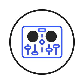 Depiction of a digital music mixing panel with sliders knobs and buttons represents sound technology vector