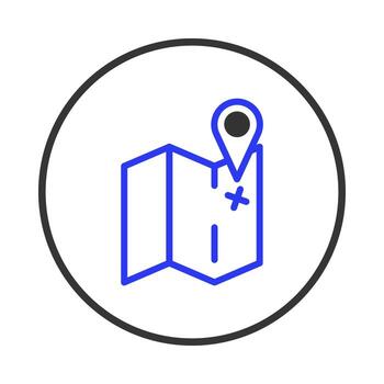 Digital map icon displaying precise location navigation aiding wayfinding and orientation concept vector