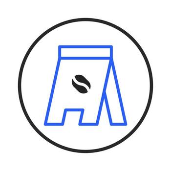 Elegant coffee advertisement board icon within circular frame representing cafe promotion and vector