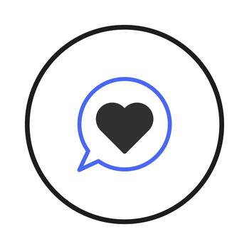 Heart symbol within a dialogue bubble conveys messages of affection and positive sentiment and vector