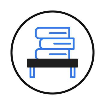 Icon of books stacked on a small table representing learning knowledge education symbol and vector