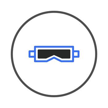 Iconic representation of protective eyewear within a circular frame conveying safeguarding of vector