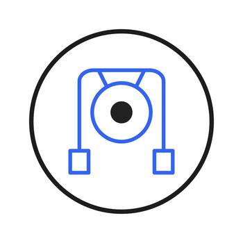 Illustration of a simplified stylized gong instrument within a circle frame with subtle blue accent vector