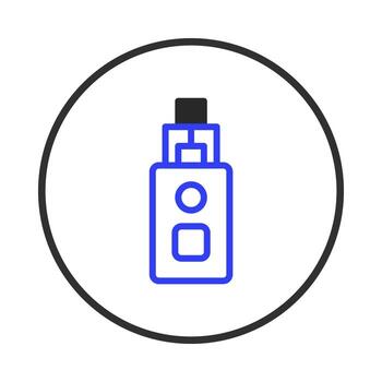 Illustration of a vaping device inside a circle with minimalistic design and bold outlines vector