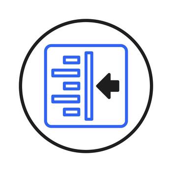 Illustrative symbol conveying data compression with directional arrow towards storage or reduced vector