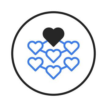 Interconnected network of love hearts symbolising support unity affection and community bond for a vector