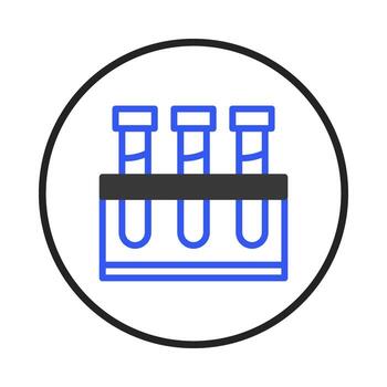 Laboratory test tubes icon in a circular frame providing visual laboratory experiments and vector