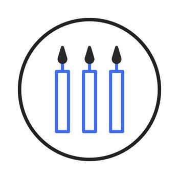 Minimalist design illustration of three blue candles in a circular frame creates a serene and vector
