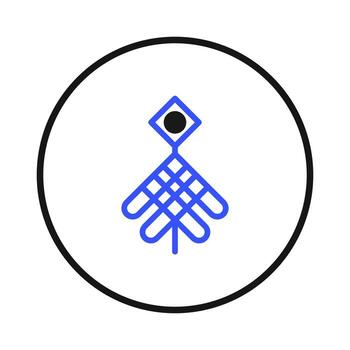 Minimalist geometric symbol of abstract tree design in blue and black within a circle modern vector